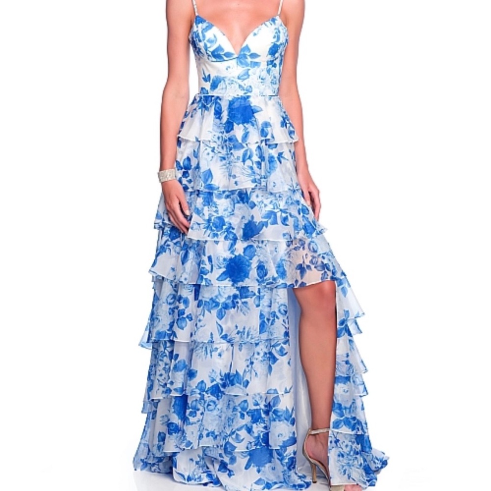 Dave & Johnny Blue Formal Prom Dress